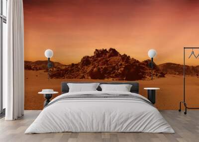 A Central Martian Mountain of the desert landscape of the planet Mars Wall mural