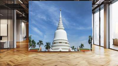 Big white stupa on blue sky in Wat Phra Si Mahathat woramahawihan Bang Khen, Bangkok Thailand  Wall mural