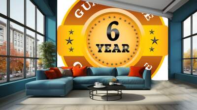 6 Year Guarantee label logo Image, Guarantee stamp Stock Photos. Illustration of logo Wall mural