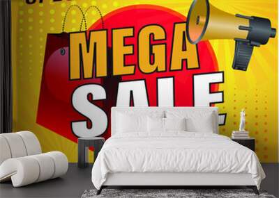 Special offer mega sale banner, up to 25 percentage off. Vector illustration Wall mural