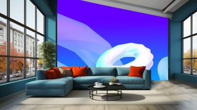 White torus with blue gradient abstract background Wall mural