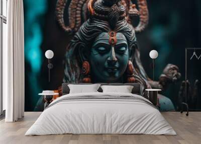 Colorful depiction of the Indian deity, Shiva. Generative AI Wall mural