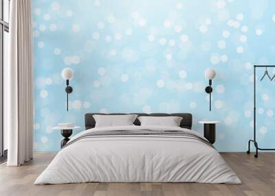 Winter Light blue snow bokeh background. Elegant product backdrop with copy space. Vector illustration Wall mural