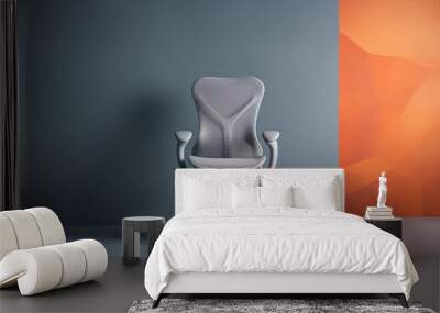 An ergonomic chair set against a minimalistic backdrop. Wall mural