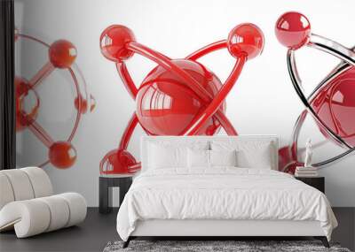 Atom model set isolated on transparent background. Decorative atom structures for science and chemistry themes Wall mural