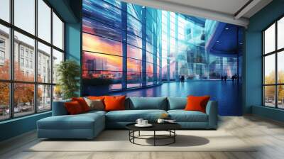 Background of futuristic urban and business architec. Generative Ai Wall mural