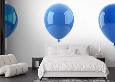 Set of blue balloons isolated on transparent background. Realistic balloon illustration for party and celebration concepts Wall mural