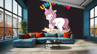 Unicorn T shirt design template Wall mural