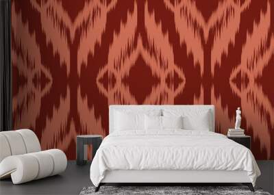 ikat fabric red and white  seamless pattern background, Wall mural