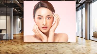 Beauty asian women portrait face with natural skin and skin care healthy hair and skin close up face beauty portrait.Beauty Concept. Wall mural