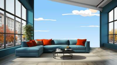 Landscape blue sky and white clouds on sunny day.Sky and cloud background.cartoon sky concetp.Vector illustration Wall mural