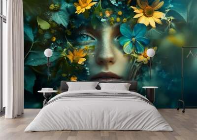 The image of a young beautiful woman in spectacular and unusual images as a graphic resource for your design fantasies Wall mural