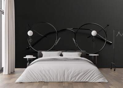 A 3D pair of glasses, thin black frame, clear lenses, AI Generative Wall mural