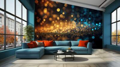 A vibrant and colorful glittery background with a beautiful bokeh texture and twinkling stars. Perfect for festive parties and special events. AI Generative. Wall mural