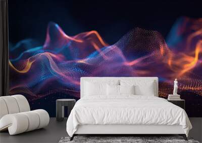 Abstract digital wave particle flow is AI Generative. Wall mural