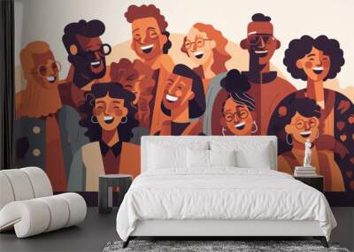 An outdoor activity filled with laughter and joy, as friends come together to bond and create a sense of community and togetherness - AI Generative. Wall mural