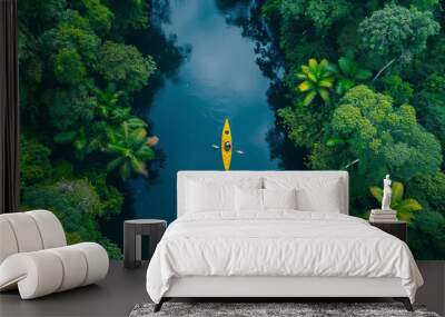 Kayak amidst serene waters is AI Generative. Wall mural