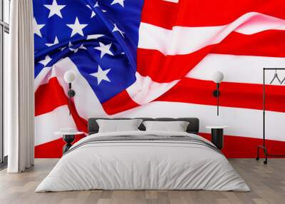 President's Day Concept, flat lay top view, America Flag Background Wall mural