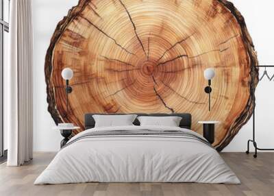 A detailed view of a tree trunk showing the beautiful growth rings and natural textures of wood. Wall mural