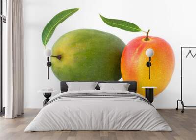 Two mango with a leaf isolated on white Wall mural