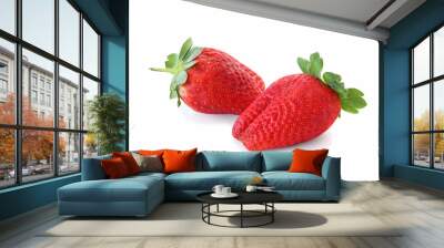 Two strawberries isolated on white Wall mural