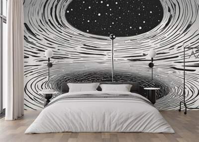 The two black holes have shores that can be connected to each other. Wall mural