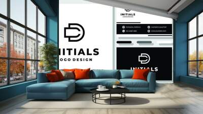 Initial Letter D C Monogram Icon Black logo design inspiration with Layout Template Business Card Wall mural