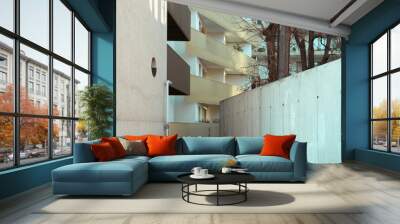 Architectural composition of modern building compound. Wall mural