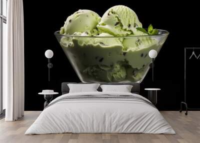 Detailed close up of delectable pistachio ice cream dessert for a tempting treat Wall mural