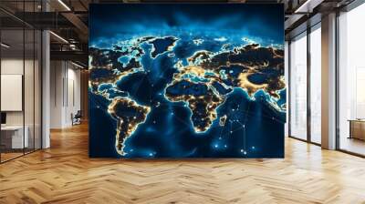 European global network  finance, trading, and telecommunication connectivity on earth Wall mural