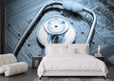 stethoscope and circuit board Wall mural