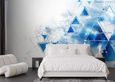 A blue and white background with a lot of triangles Wall mural