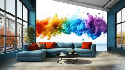 A colorful smoke trail with a rainbow of colors Wall mural