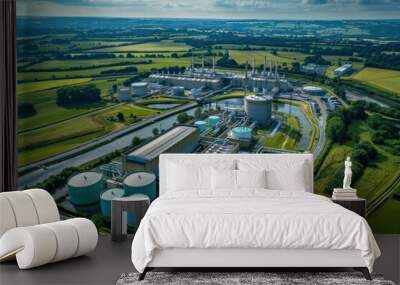 A large industrial plant with many tanks and pipes Wall mural