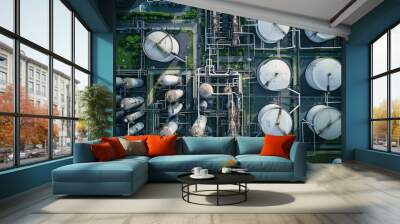 A large industrial plant with many tanks and pipes Wall mural