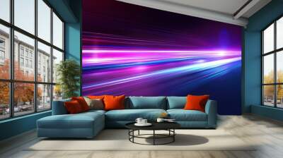 A purple and blue lighted line with a bright blue spot in the middle Wall mural