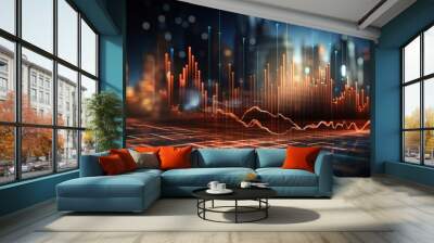 business, financial, finance, graph, investment, growth, stock, analysis, technology, chart. data fi Wall mural