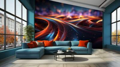 futuristic, background, technology, abstract, network, line, light, connection, communication, future. hi-end image background abstract wave colourful light for technology banner generate via AI. Wall mural