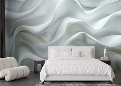 The image is a close up of a white fabric with a wavy texture Wall mural