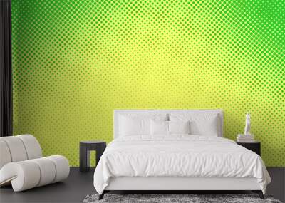 Green and yellow modern pop art background with dots design, abstract vector illustration in retro comics style Wall mural