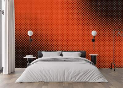 Orange and black retro comic pop art background with halftone dots design, vector illustration template Wall mural