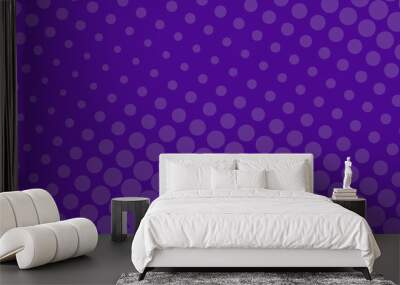 Purple retro pop art background with halftone dots design Wall mural