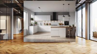 modern kitchen interior with kitchen Wall mural