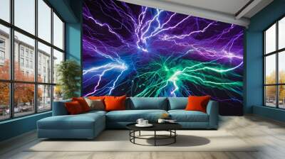 multicolored lightning bolt creates a stunning and electrifying visual effect, combining the power of lightning with the vibrancy of a rainbow Wall mural