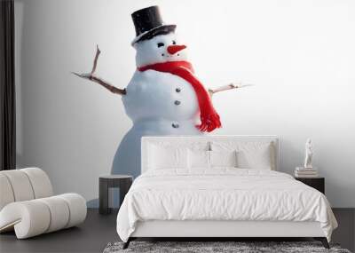 snowman isolated on white Wall mural