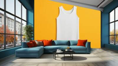 White tank top on a vibrant yellow background. Perfect for mockups or branding. Wall mural