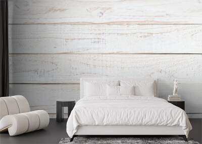 white natural wood wall texture and background,empty surface white wooden for design,top view white  Wall mural