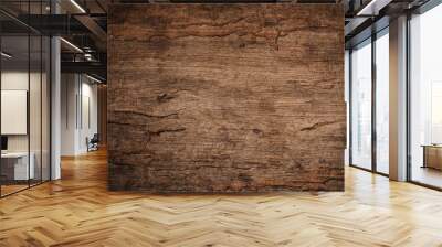 Wood decay with wood termites , Old grunge dark textured wooden background , The surface of the old brown wood texture Wall mural