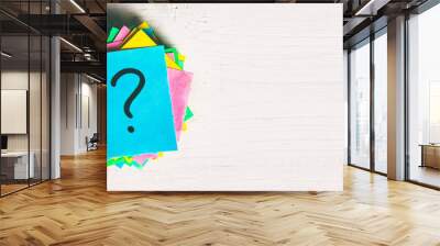 Just a lot of question marks on colored papers. vintage background Wall mural