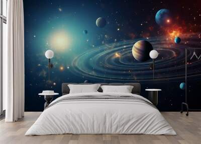 astrological background with planets and copy space Wall mural